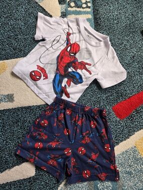 Marvel White Kids Spider-Man Graphic Tee with Black Print